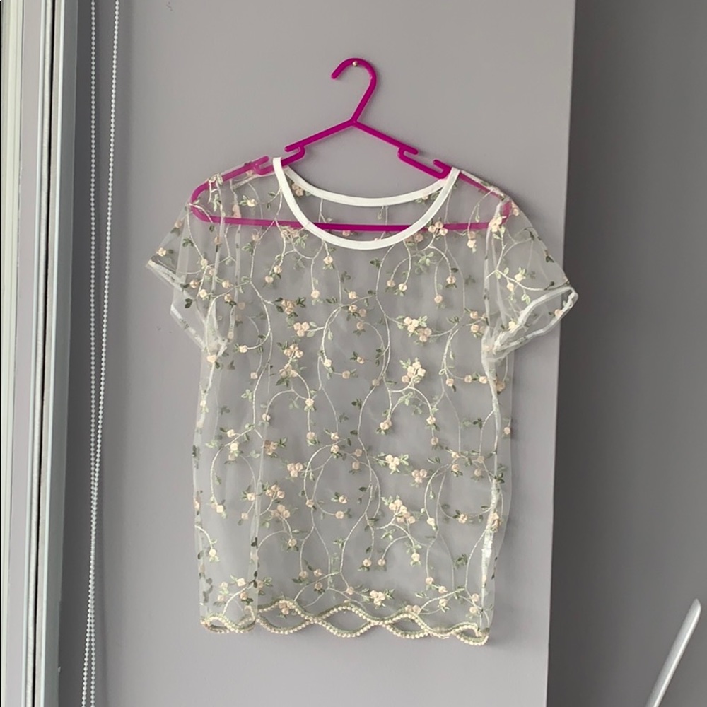 Meshed Pastel Flower Top